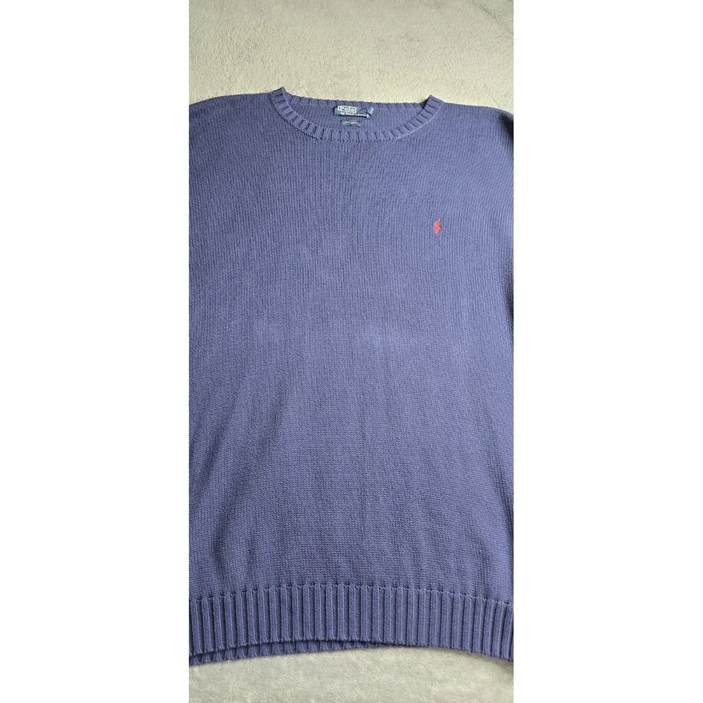 Vintage Polo Ralph Lauren Knit Sweater Mens 4XLT Navy Blue Red Pony Long Sleeve